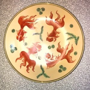 Antique Japanese Horchow Porcelain Koi Fish Bowl- Hong Kong